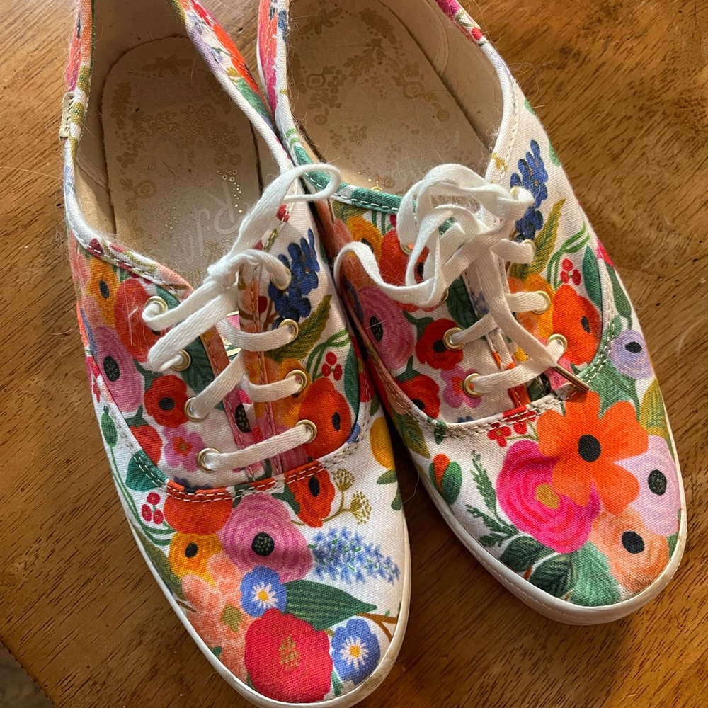Rifle paper keds in size 8 floral flat lace up sneakers casual